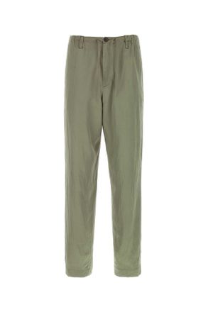Dries Van Noten Sage Green Satin Penny Pant