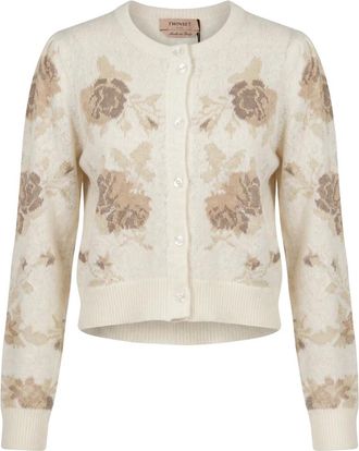 Twinset Cardigan Jacq Roses Madreperla - - Knitwear - Donna - Beige - S