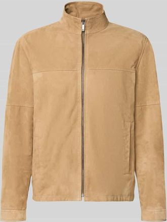 Strellson Regular Fit Lederjacke aus echtem Ziegenvelours Modell JIMMY-S in Sand, Gr&ouml;&szlig;e 48