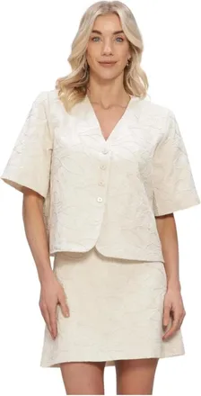 Object Object, Overhemden, Dames, Beige, M, Leer, Mathilda Lisa 2/4 Lo Blazer