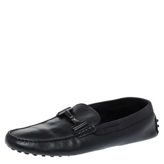 Tod's Tods Black Leather Double T Slip On Loafers