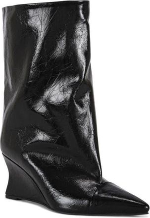Azalea Wang Vinci Wedge Bootie in Black Pu at Nordstrom, Size 8.5