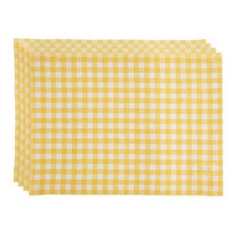 Solino Home Linen Placemats - Gingham Check, 14 x 19 in Marigold Yellow at Nordstrom, Size Medium