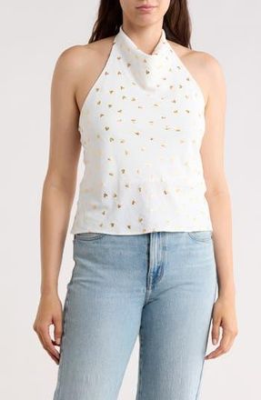 Renee C Heart Print Halter Top in Ivory at Nordstrom Rack, Size Medium