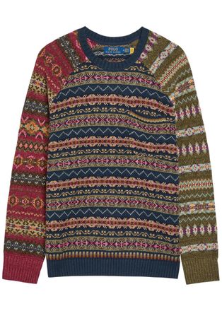 Polo Ralph Lauren Patterned Intarsia Linen and Cotton-blend Jumper - Multicoloured 1 - L