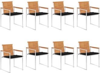 vidaXL Vidaxl - Sillas De Jard&iacute;n Y Cojines 8 Unidades Madera Maciza De Acacia