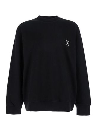 Wooyoungmi Black Sweatshirt With Logo Embroidery On The Front And Logo Lettering On The Rear In Cotton Man