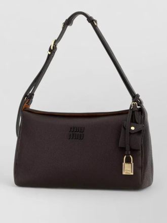 Miu Miu leather crossbody bag padlock charm textured