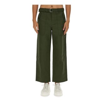 Maison Kitsun&eacute; Wide Trousers, male, Green, Size: W42 Workwear Pants