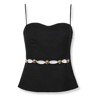 SIMKHAI Sleeveless Tops, female, Black, Size: S Studded Top