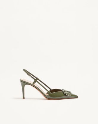 Valentino Garavani D&eacute;collet&eacute; Slingback VLogo Signature In Vernice 80Mm Donna VERDE MILITARE 35.5