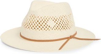 Nordstrom Packable Straw Fedora in Ivory at Nordstrom, Size Large