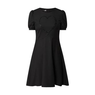 Love Moschino Short Dresses, female, Black, Size: 2XS Rhinestone Aline Mini Dress