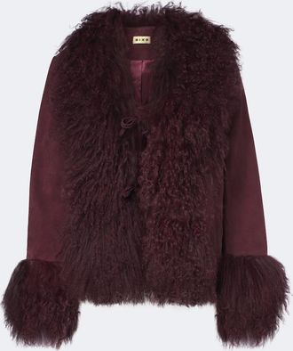 Rixo Sammy shearling-trimmed suede jacket