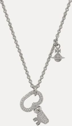 Vivienne Westwood Ovidia Long Pendant Necklace Silver Cubic Zirconia Women
