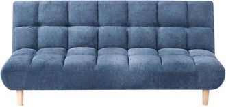 Beliani Sofa Bed Blue Fabric Upholstery Wooden Legs 2 Seater Tufted Backrest Ouilted Seat Modern Design Armless RISOR