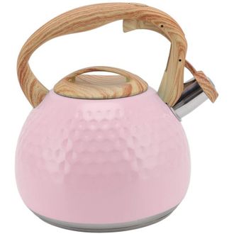 Elle Tetera, Tetera Silbante De Acero Inoxidable De 3 Litros Con Asa Resistente Al Calor, Hervidor Moderno, Estufa El&eacute;ctrica, Estufa De Gas, (rosa)