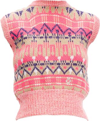 Paco Rabanne lurex virgin wool graphic knit vest