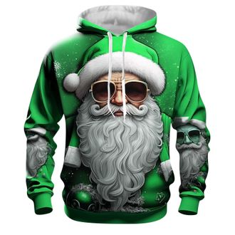 Generic Christmas Hoodies Men Funny 3D Print Patterns Sweatshirt Pullover Couples Xmas Party Hooded Jumper with Pocket Reindeer Long Sleeve Jumper Christmas H