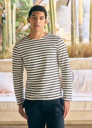 Saint James MERIDIEN MODERNE - Original Heavyweight Breton Shirt in Ecru/navy at Nordstrom, Size 3X-Large Eu