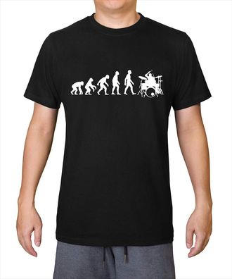 Generic Evolution of Man Drummer - Mens 100% Organic Cotton T-Shirt - Deep Black - Large