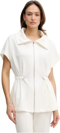 Joseph Ribkoff Scuba Jersey Boxy Jas met Trekkoord Taille - Dames - Zomerjassen - Wit - XS - Leer - Jassen