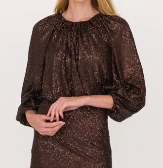 Secular Ava Sequin Top In Chocolate
