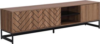 Vente-Unique Mueble TV con 3 puertas y 2 estantes - MDF - Natural y negro - CARATANA