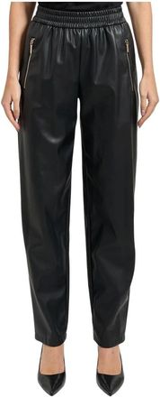 A|X Armani Exchange Broeken, Dames, Zwart, M, Coated Effect Zwarte Broek