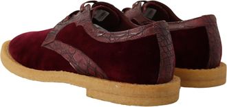 Dolce & Gabbana Mens Bordeaux Velvet Exotic Leather Shoes Red