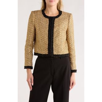 Alice & Olivia Landon Cropped Boxy Jacket in Gold at Nordstrom Rack, Size X-Small