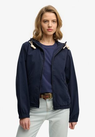 Superdry Parka SUPERDRY HOODED WASHED TWILL JKT, Damen, Gr. XXL, richest navy, Web, Obermaterial: 100% Baumwolle, unifarben, relaxed fit normal, Jacken Parka