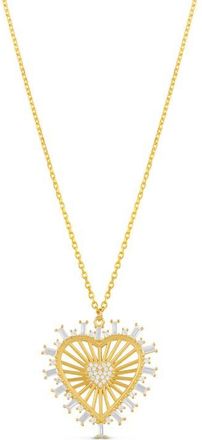 SHYMI Cubic Zirconia Heart Pendant Necklace in Gold/White at Nordstrom