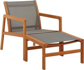 vidaXL Vidaxl - Silla De Jard&iacute;n Con Reposapi&eacute;s Madera Eucalipto Textilene Gris