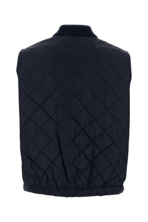 Prada Womens Navy Blue Re-Nylon Sleeveless Jacket Royal Giubbini
