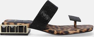 Ex&eacute; Womens Flat Sandal In Leopard Black