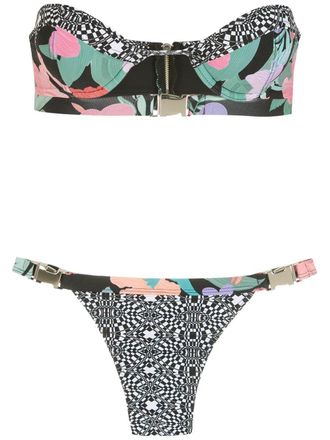 Amir Slama Bikini met print - Zwart