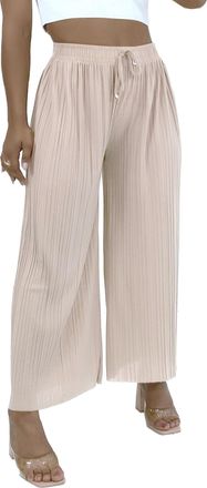 Generic Womens Pleated Relaxed Wide Leg Smart Casual Palazzo Trousers - Black Khaki Mocha Wine Blue Pink Mustard Navy Grey Nude - Small - X-Large (UK, Alpha, 