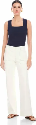 Fifteen Twenty Sophia Faux Leather Wide-Leg Pants In Bone