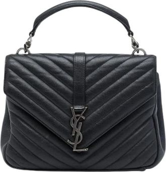 Saint Laurent Pre-owned College Satchel - Dames - Vintage Handtas - Zwart - ONE Size - Leer - Vintage