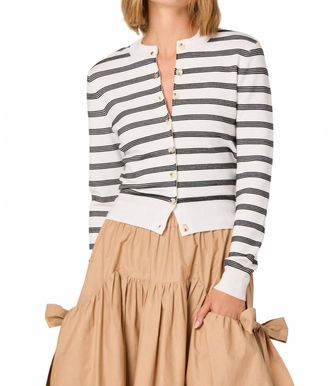 Astr Tawni Stripe Cardigan In Black & White