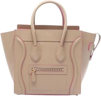 Celine Pre-owned Luggage Micro Shopper Leren Tote Bag - Dames - Vintage Handtas - Beige - ONE Size - Leer - Vintage