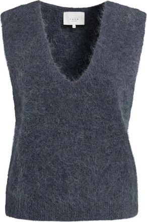 YaYa Chaleco de alpaca con escote en V profundo - Jackets - Mujer - Gris - 2XS