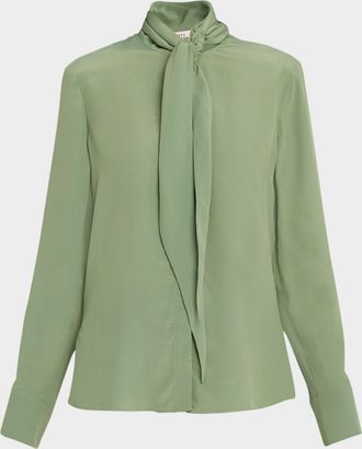 Dorothee Schumacher Soft Vibes Tie-Neck Crepe De Chine Blouse