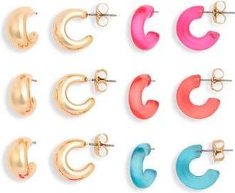 Leith Hoop Earrings Set in Coral Multi- Gold at Nordstrom Rack