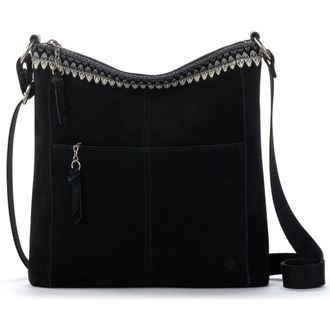 The Sak Lucia Crossbody Leather Bag in Black Suede Blanket Stitch at Nordstrom