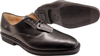 Mephisto Handgemaakte Zwarte Leren Herenschoenen - Heren - Veterschoenen - Zwart - 46 EU - Leer - Schoenen