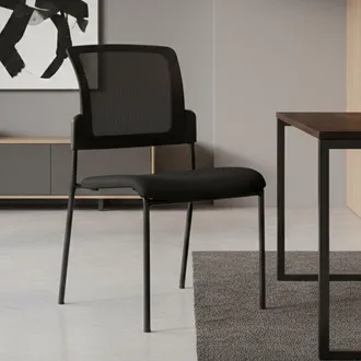 Serena Silla De Oficina Dangor, Silla De Sala De Espera De Oficina Acolchada, Silla De Espera Ergon&oacute;mica, 58x47h87 Cm, Negro - Dmora