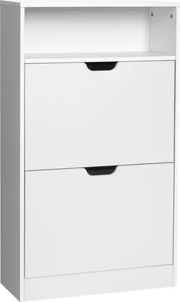 Vasagle Armario zapatero con 2 solapas y estante abierto de color blanco