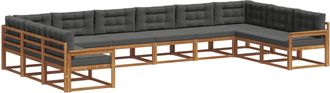 vidaXL Conjunto De Sof&aacute;s De Exterior 10 Uds. Natural Y Antracita Vidaxl